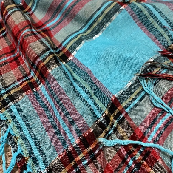 Vintage Plaid Frilly Scarf - Picture 3 of 5